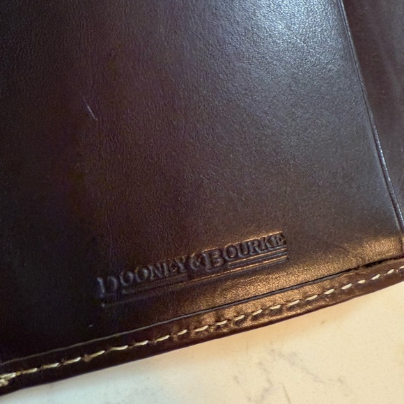 Dooney & Bourke Vintage Brown Canvas with Leather Trim Bifold Wallet Gold Buckle - Picture 14 of 16